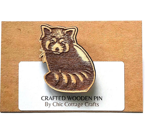 Red panda pin engraved - panda,