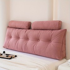 Large Triangular Headboard Pillow with Two Removable Head Roll Pillow - 3 Colors