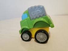 Two Press And Go Vehicles Green Garbage Truck & Red Fire Truck Friction Powered