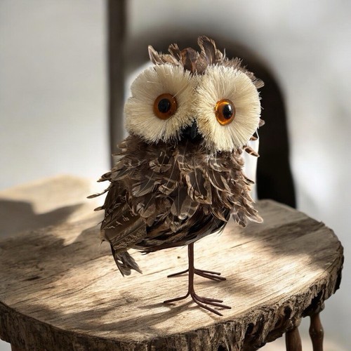 Baby owl figurine feathers - owl,