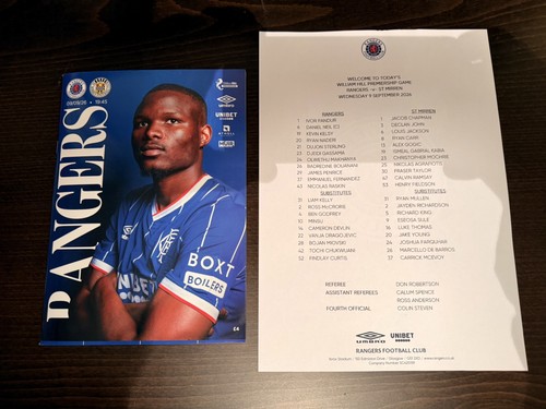 Rangers mirren programme - st.mirren,