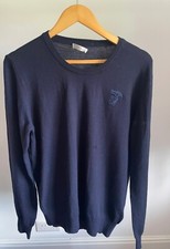 VERSACE men's large navy thin knitted sweater
