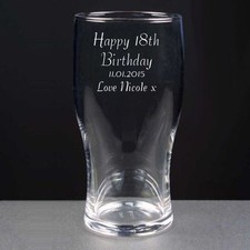 Personalised 1 Pint Tulip Lager Beer Glass Happy 18th Birthday Engraved Gift