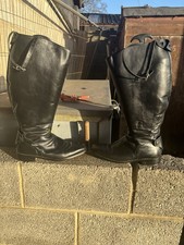 Secchiari Custom Made Black Leather Showing Boots Size 8 extra wide calf