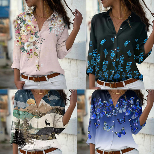 Ladies shirts lapel neck - ladies,