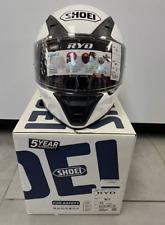 DISPLAY XS 54 SHOEI RYD GLOSS WHITE ROAD RACING ENTRY MOTORCYCLE CRASH HELMET