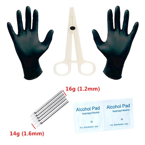 10pc steel body piercing kit - steel,