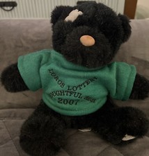 Loros Lottery Thoughtful Bear 2007. Plush Teddy Bear. Collectable. Black, 