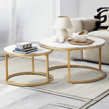 Nesting Coffee Tables Set of 2 Round Stacking Sofa Side Tables for Living Room