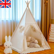 160CM Large Canvas Kids Teepee Star Wood Indian Tent Child In/Outdoor Play House