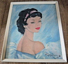 Rare Mary Leroux Kitsch Retro Vintage Print Beautiful Lady Gina- Shabner Era F&G