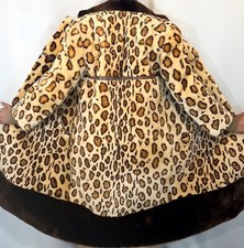 Real Fur Swedish Lamb Sheepskin Shearling Teddy Animal Print Vintage Coat FR377