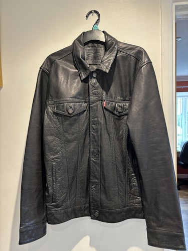 Levi red tab leather trucker - levi's,
