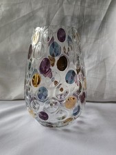 Vintage 20cm  Borske Sklo Czech Optical Dot Glass Nemo Vase, Max Kannegiesser ..