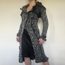 Vintage french designer Zone Bleue wool blend knit cardigan trench coat