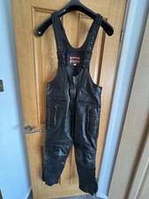 Ladies Leather Motocycle Dungarees - size S (12/14) - black, very good condition