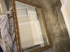 a vintage english dailia framed bevel mirror elegent metal line scrolls honey go