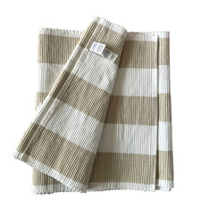 Table Runner Cotton Linen Marks & Spencer Al Fresco Beige White Neutral Striped