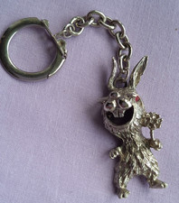 Vintage Silver Tone Metal Rabbit Hare Key Chain Key Ring #4