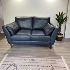 Blue Real Leather 2 Seater Sofa – Contemporary Design, Quality Build