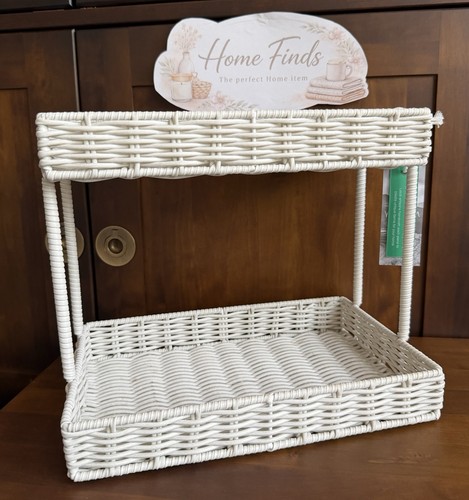 White wicker storage stand 2 - white,