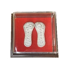 999 Silver Laxmi Charan Paduka Feet for Puja Diwali Mandir Temple Wealth Luck