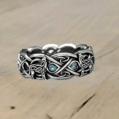 Silver plated zinc wolf ring - silver-plated,