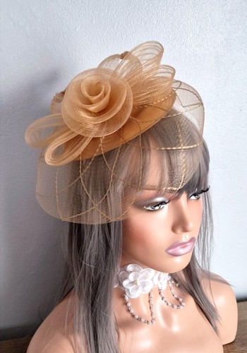 Champagne gold fascinator - gold, hat