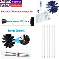 Flexible Chimney Sweep Set 9 Pcs Flue Sweeping Brush and Rod Kit Soot Cleaning
