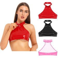 UK Women Leather Wetlook Tank