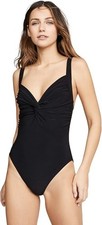 Norma Kamali R2569 Sweetheart Neck Twist Mio One-Piece Swimsuit, Black, S