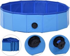 Foldable Blue Dog Pool 80x20 cm Collapsible PVC Pet Bath for Outdoors