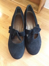 Riva black suede low wedge