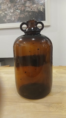 Vintage brown glass money jar - brown,
