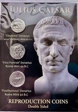Julius Caesar Roman Silver Denarius Reproduction Coin Set of 3 Silver Coins