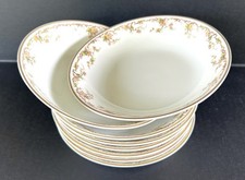 Haviland Limoges Soup Bowls 6 1/2" Set of 8 Schleiger 533 Pink Green Leaves