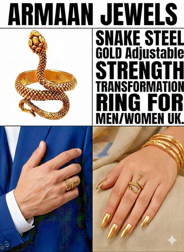 Ring steel snake gold - steel,