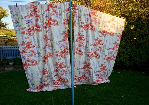 Large pair floral curtains - of,