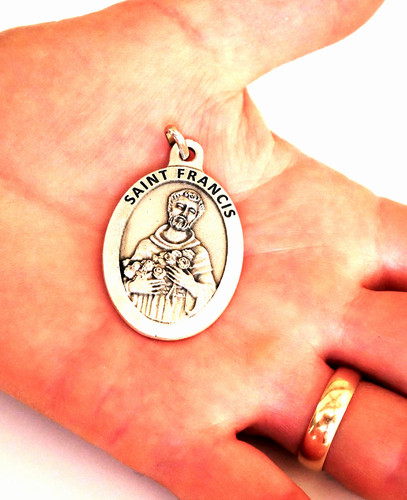 Francis silver tone - tone, medal