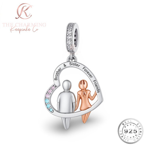 Brother sister charm silver - &,