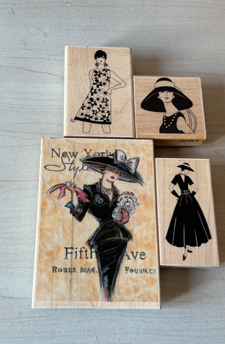 Wood mounted lady stamps - wood,