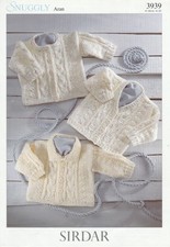 Baby Child Aran Cable Cardigan 41 -66cm 0 - 5 years Knitting Pattern Sirdar 3939