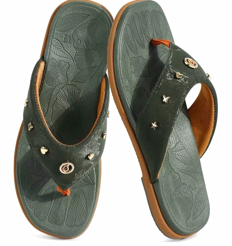 Green women thong flat - green, women’s