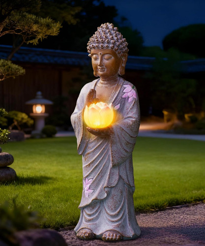 Solar buddha statue with - buddha,