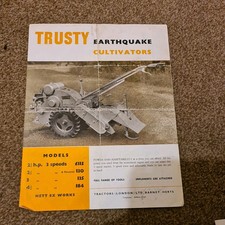 Trusty earthquake cultivator spec sheet 1960's.