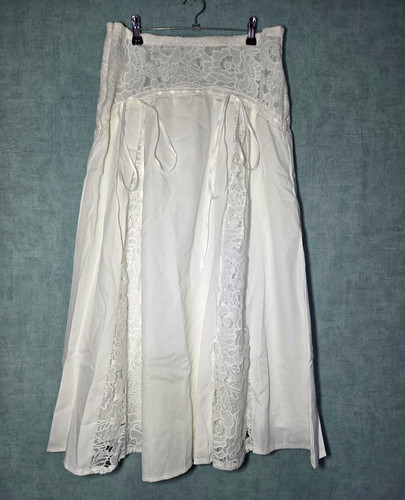 Women white lace trim maxi - white,