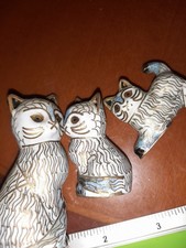  ANTIQUE CLOISONNE CHINESE CATS FIGURINE ORNAments x 3 