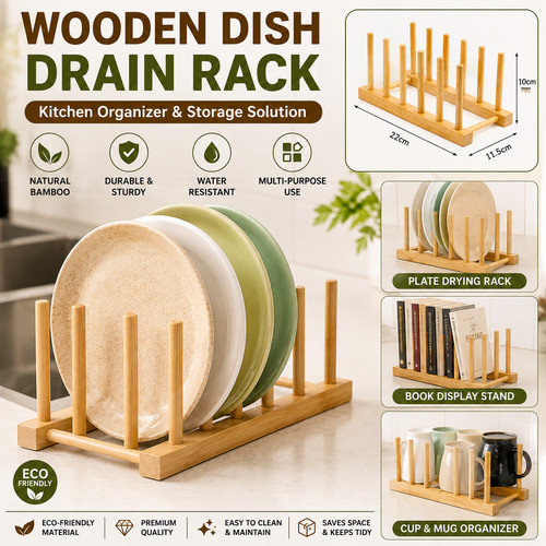 Wooden dish rack stand holder - wooden,