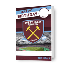 Birthday Card West Ham Football Personalise Card Includes Envelope and Stickers