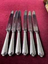 Set Of 6 Roberts & Belk Reed Pattern Silver Plated Dinner Knives - 24.5cm